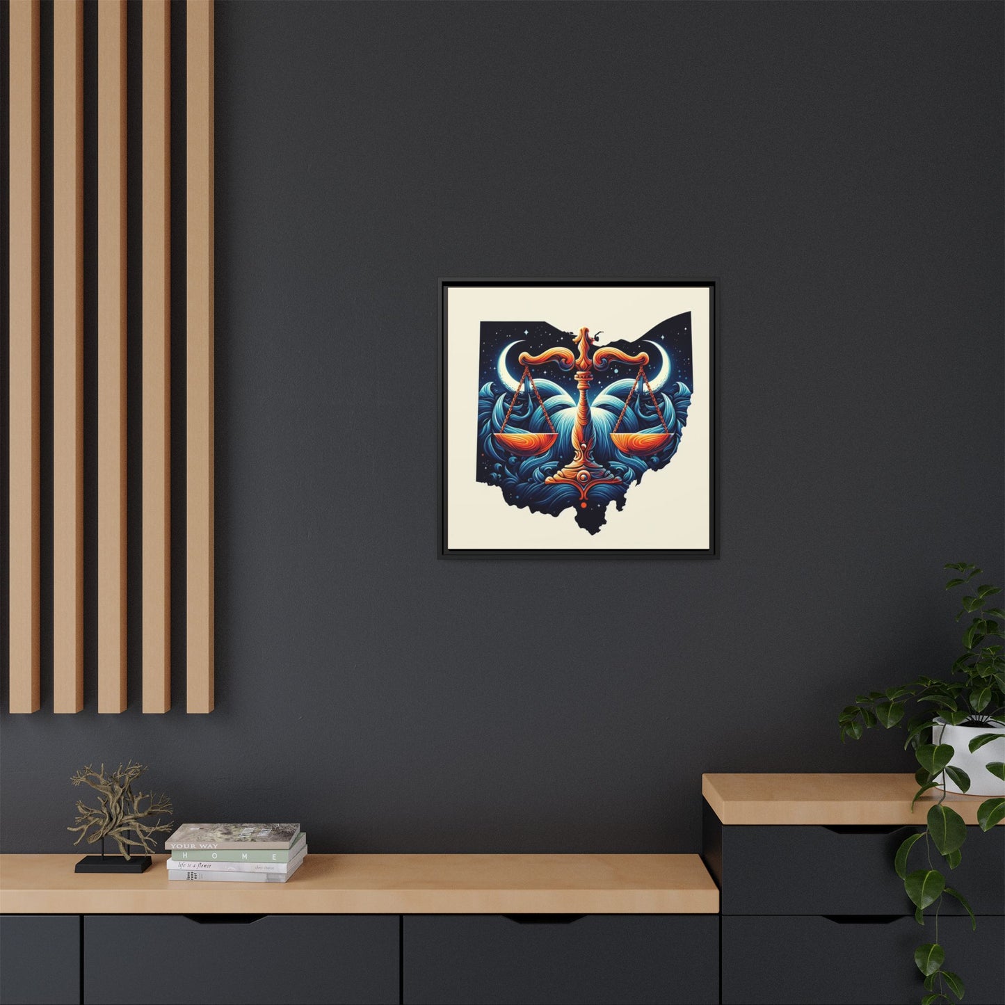 Framed Ohio Balance Artwork - Multi-Color Matte Canvas