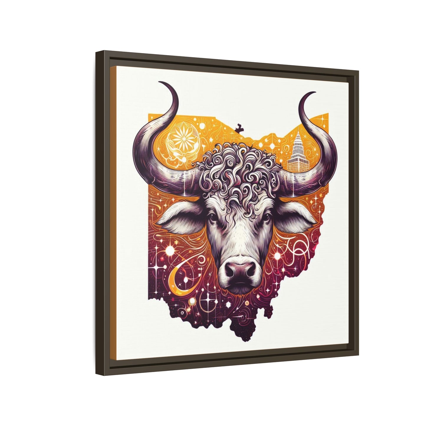 Ohio Bull Artwork - Multi-Color Framed Canvas Print