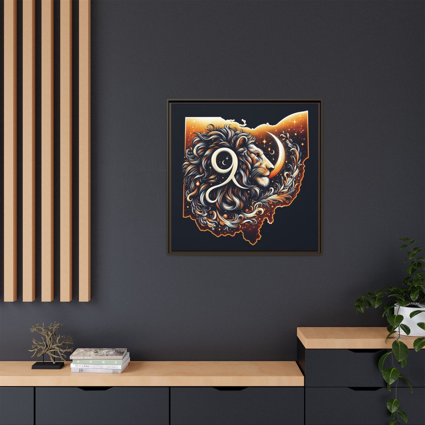 Ohio Leo Zodiac Print Matte Canvas, Framed (Multi-color)