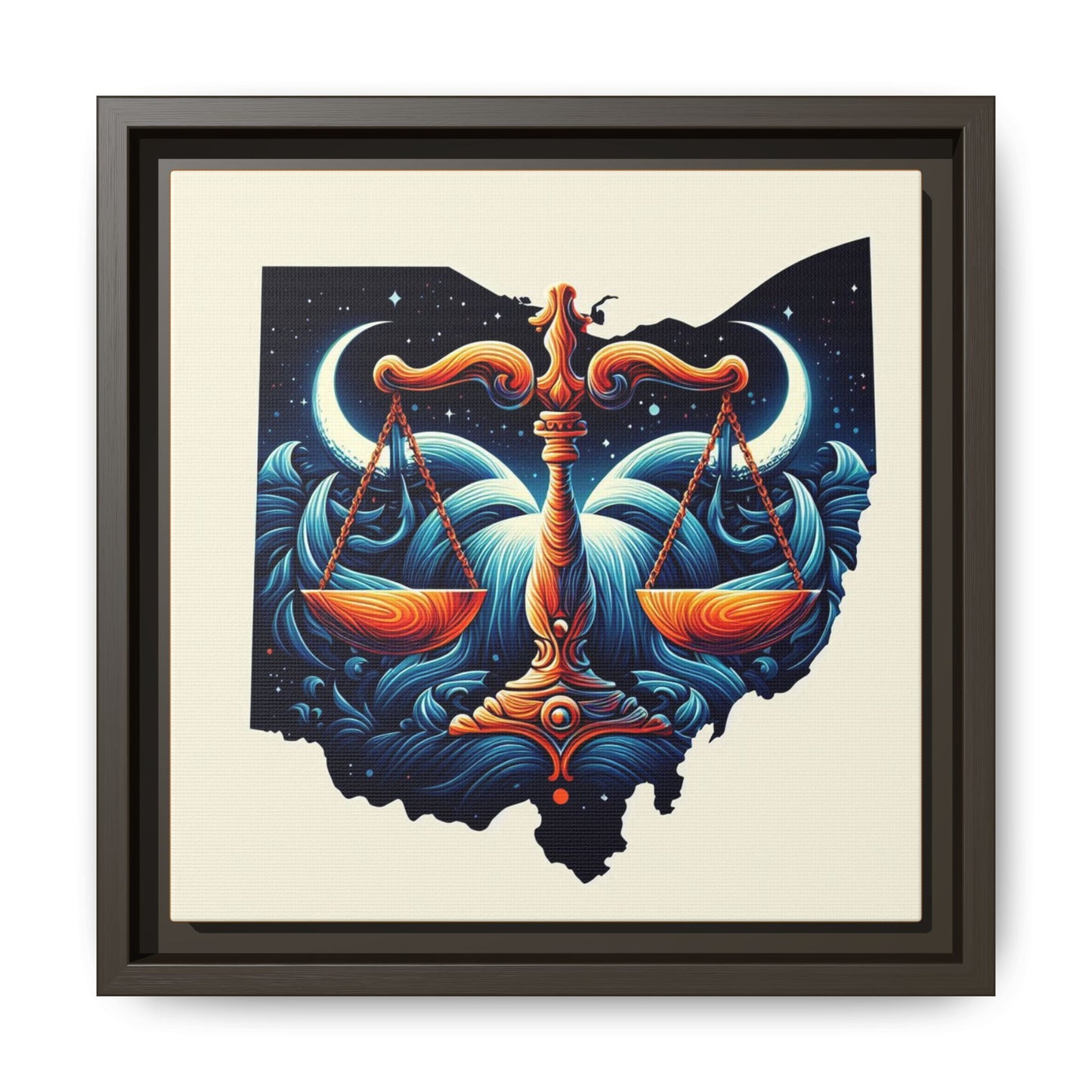 Framed Ohio Balance Artwork - Multi-Color Matte Canvas