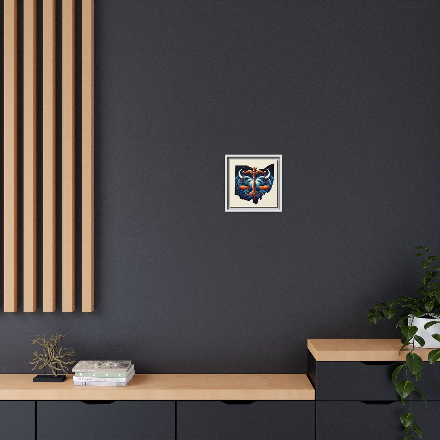 Framed Ohio Balance Artwork - Multi-Color Matte Canvas