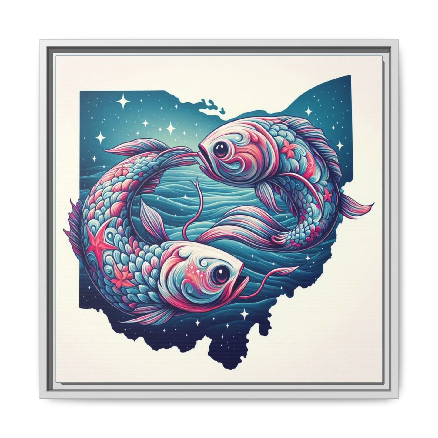 Vibrant Koi Fish Canvas Print - Framed Ohio Art