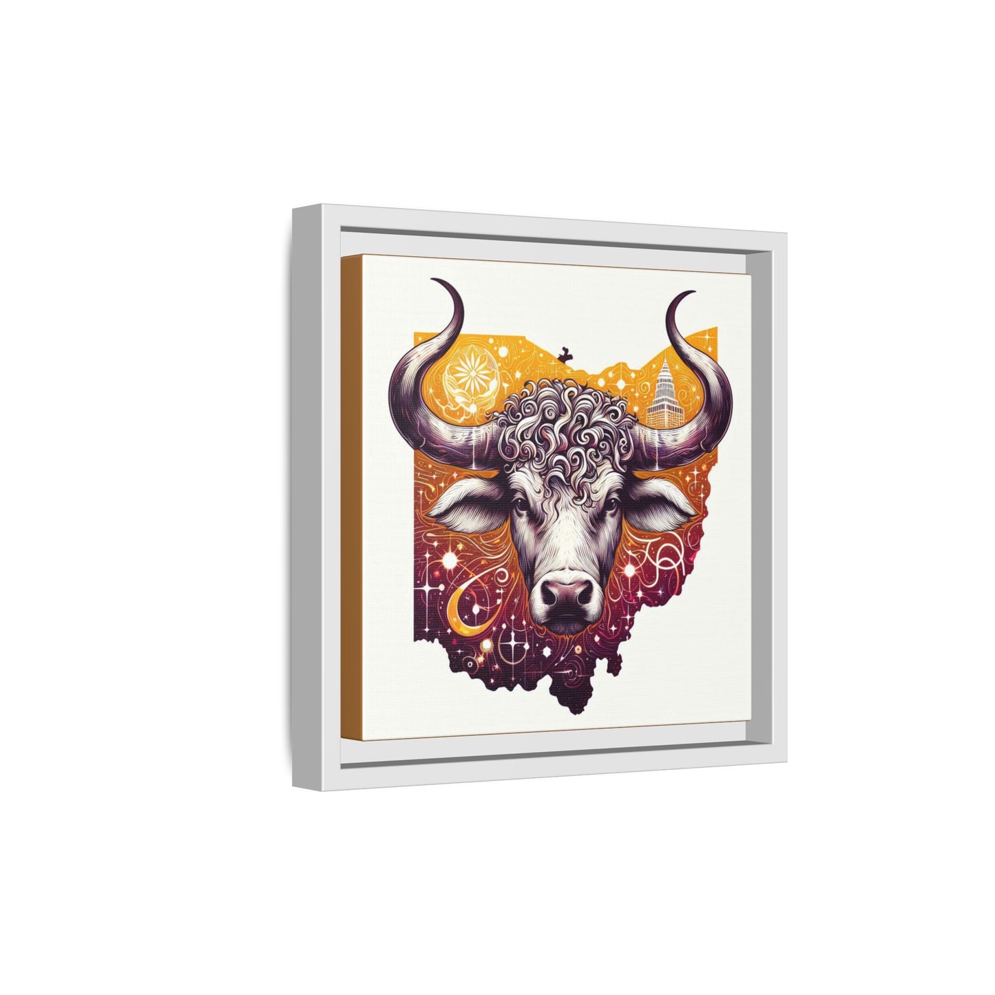 Ohio Bull Artwork - Multi-Color Framed Canvas Print