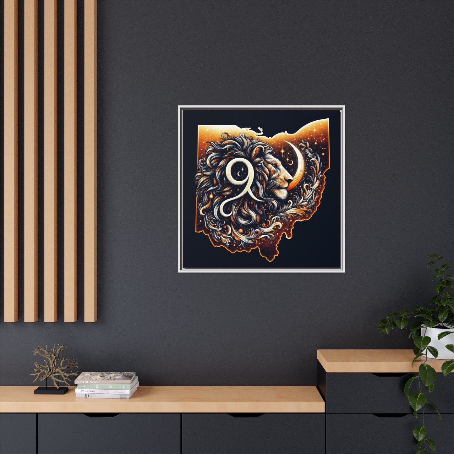 Ohio Leo Zodiac Print Matte Canvas, Framed (Multi-color)