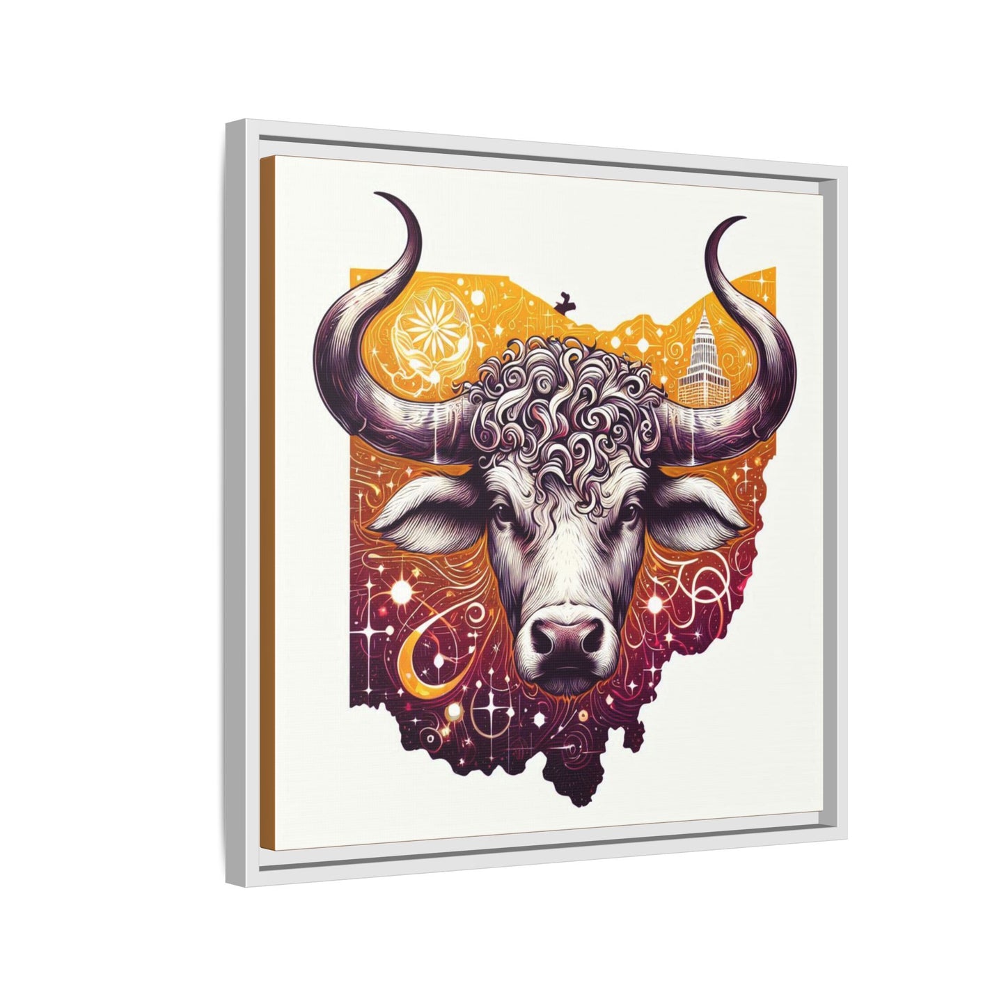 Ohio Bull Artwork - Multi-Color Framed Canvas Print