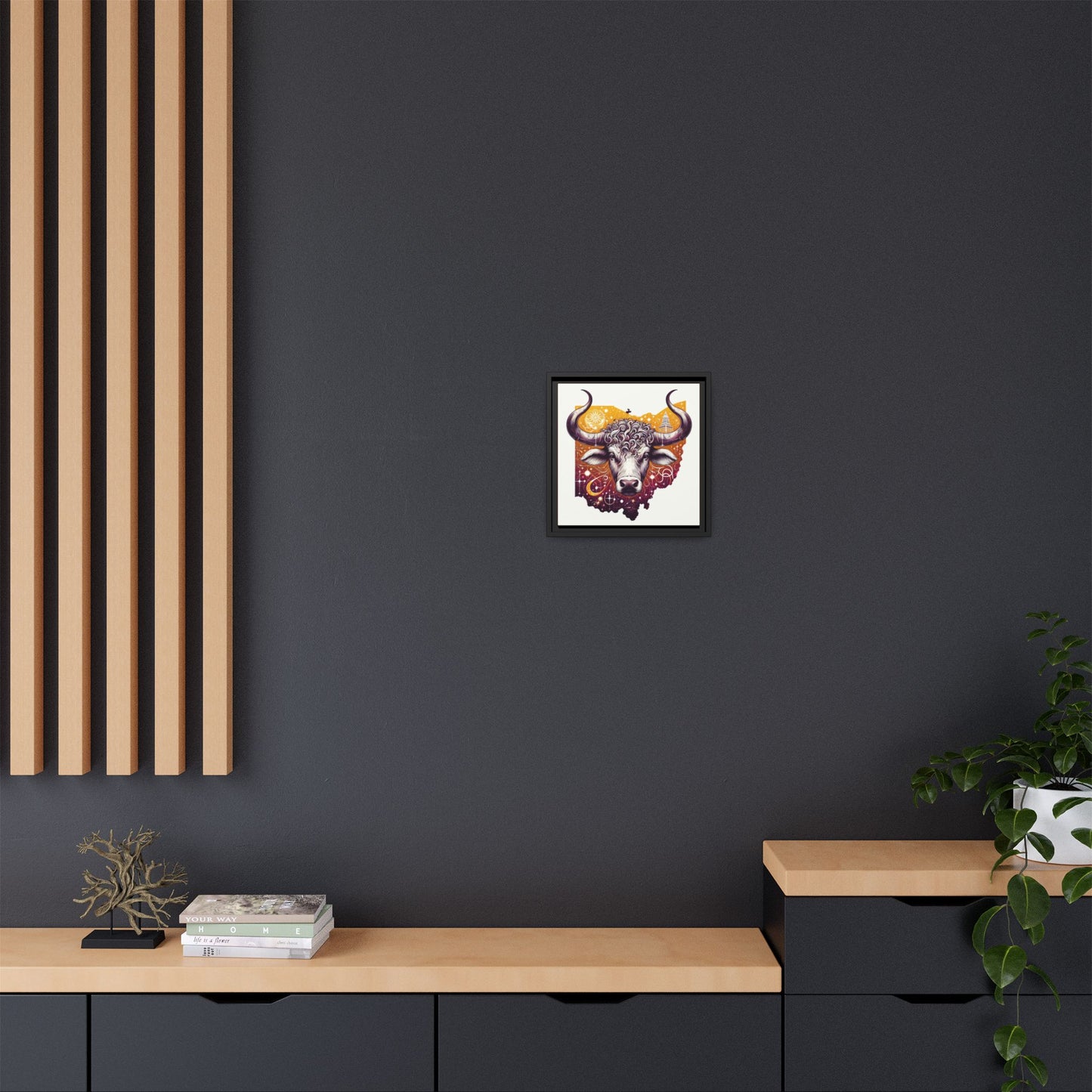 Ohio Bull Artwork - Multi-Color Framed Canvas Print