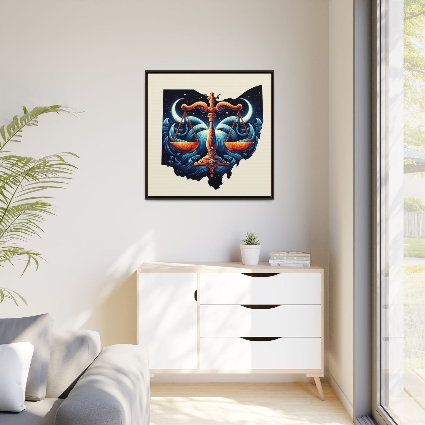 Framed Ohio Balance Artwork - Multi-Color Matte Canvas
