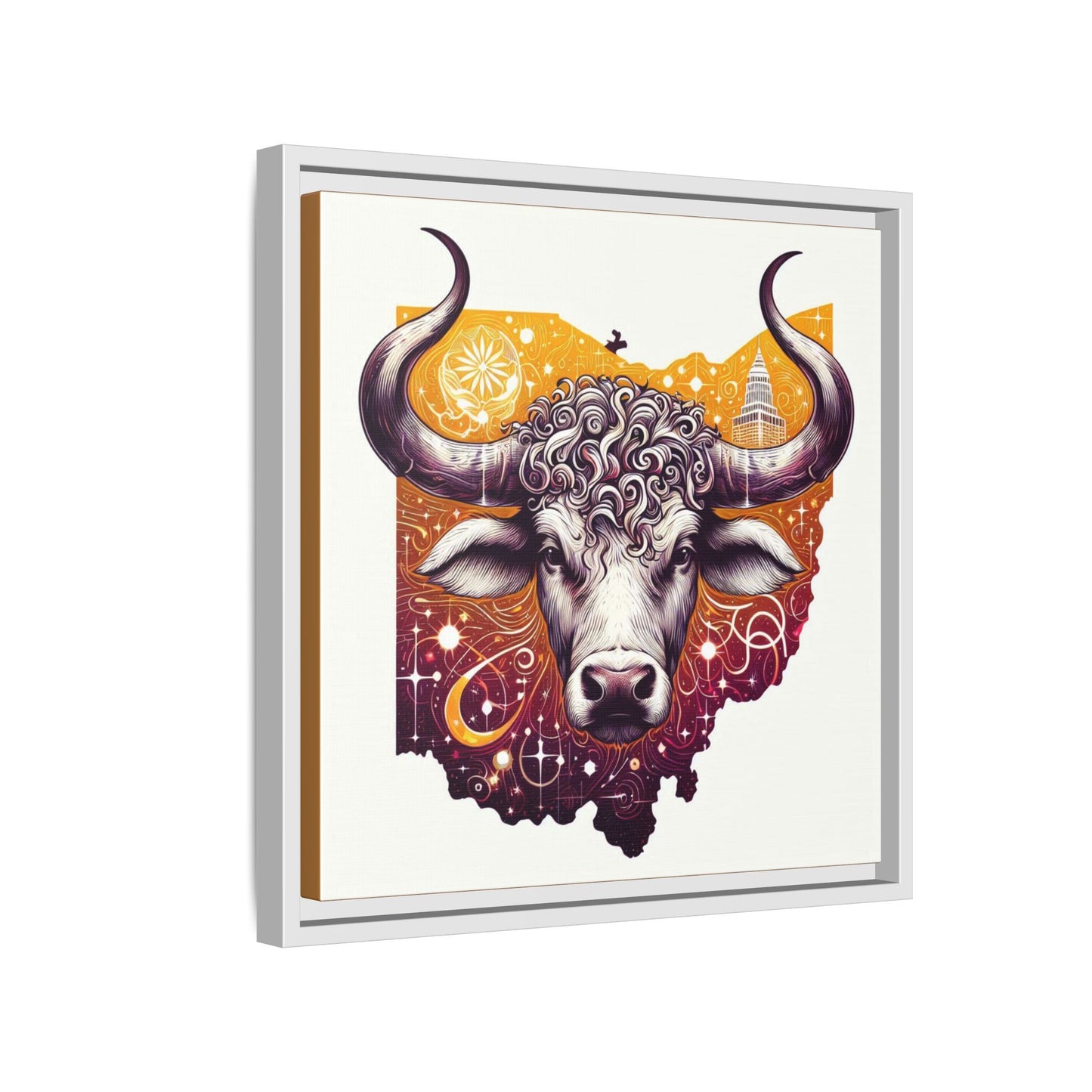 Ohio Bull Artwork - Multi-Color Framed Canvas Print