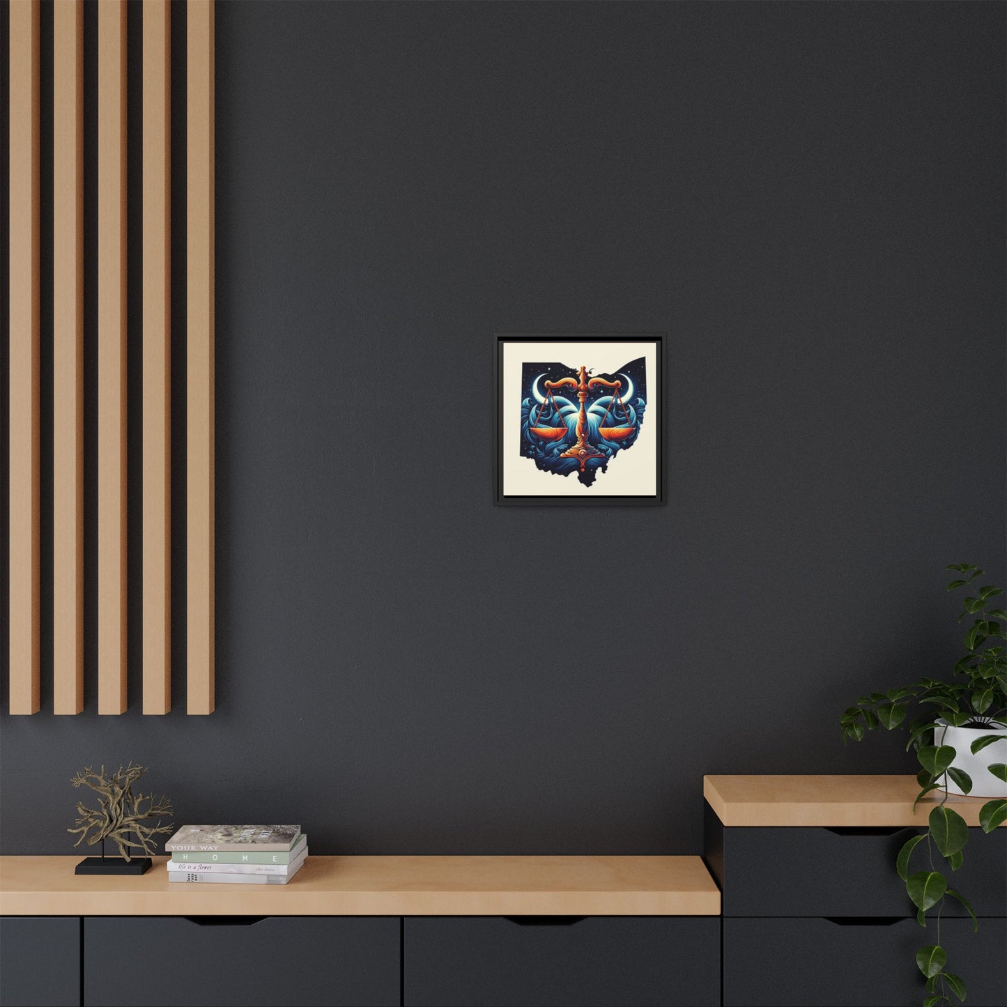 Framed Ohio Balance Artwork - Multi-Color Matte Canvas