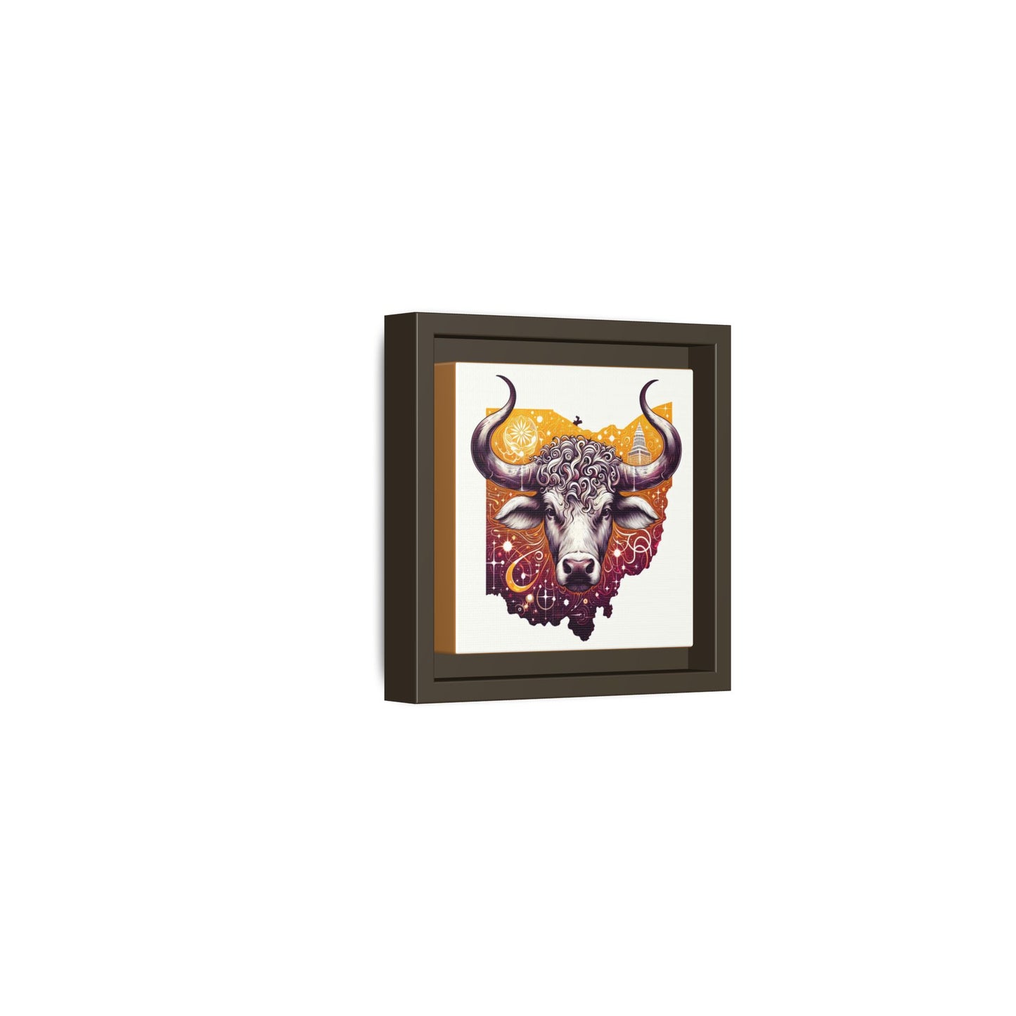 Ohio Bull Artwork - Multi-Color Framed Canvas Print