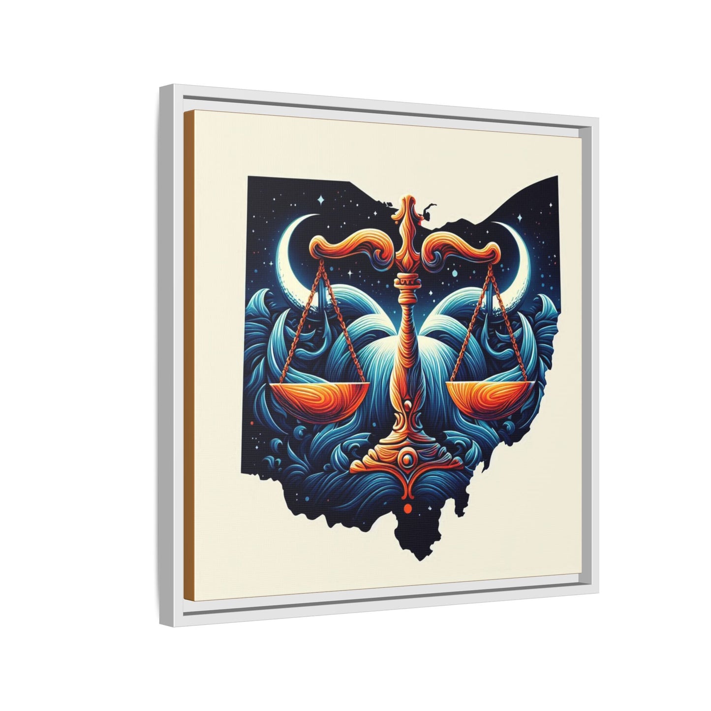 Framed Ohio Balance Artwork - Multi-Color Matte Canvas