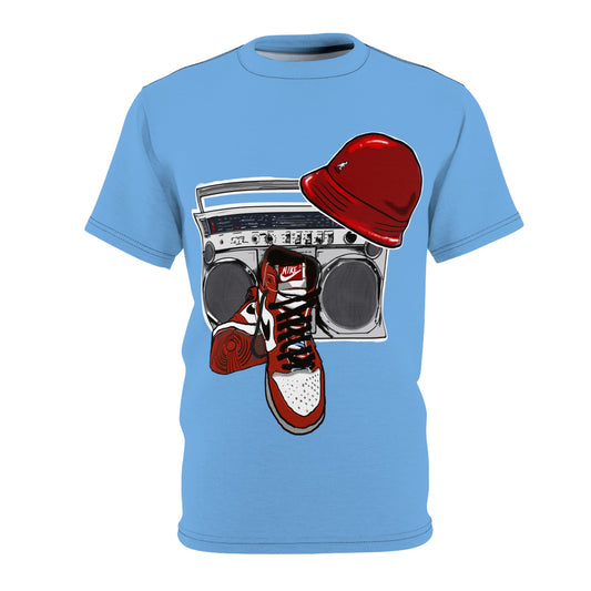 Old School - Blue Unisex Cut & Sew Tee (AOP)