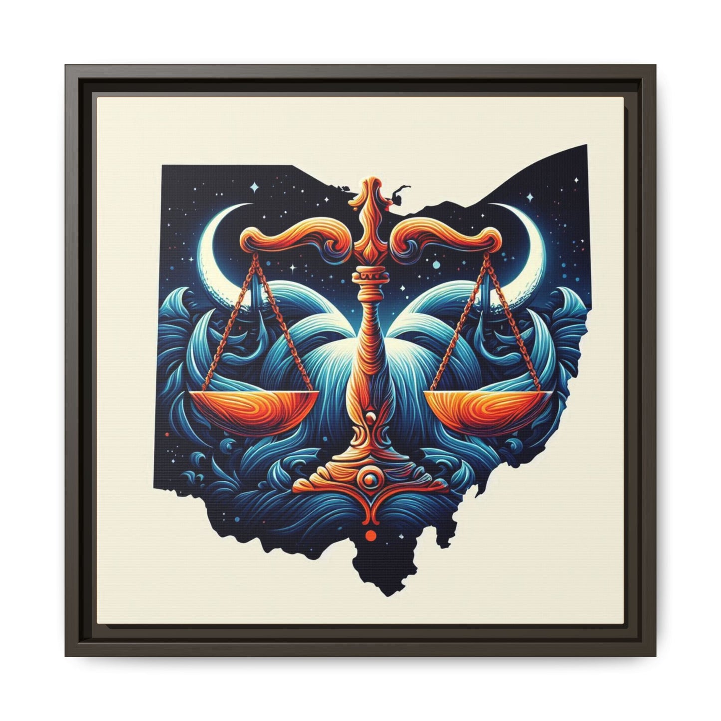 Framed Ohio Balance Artwork - Multi-Color Matte Canvas