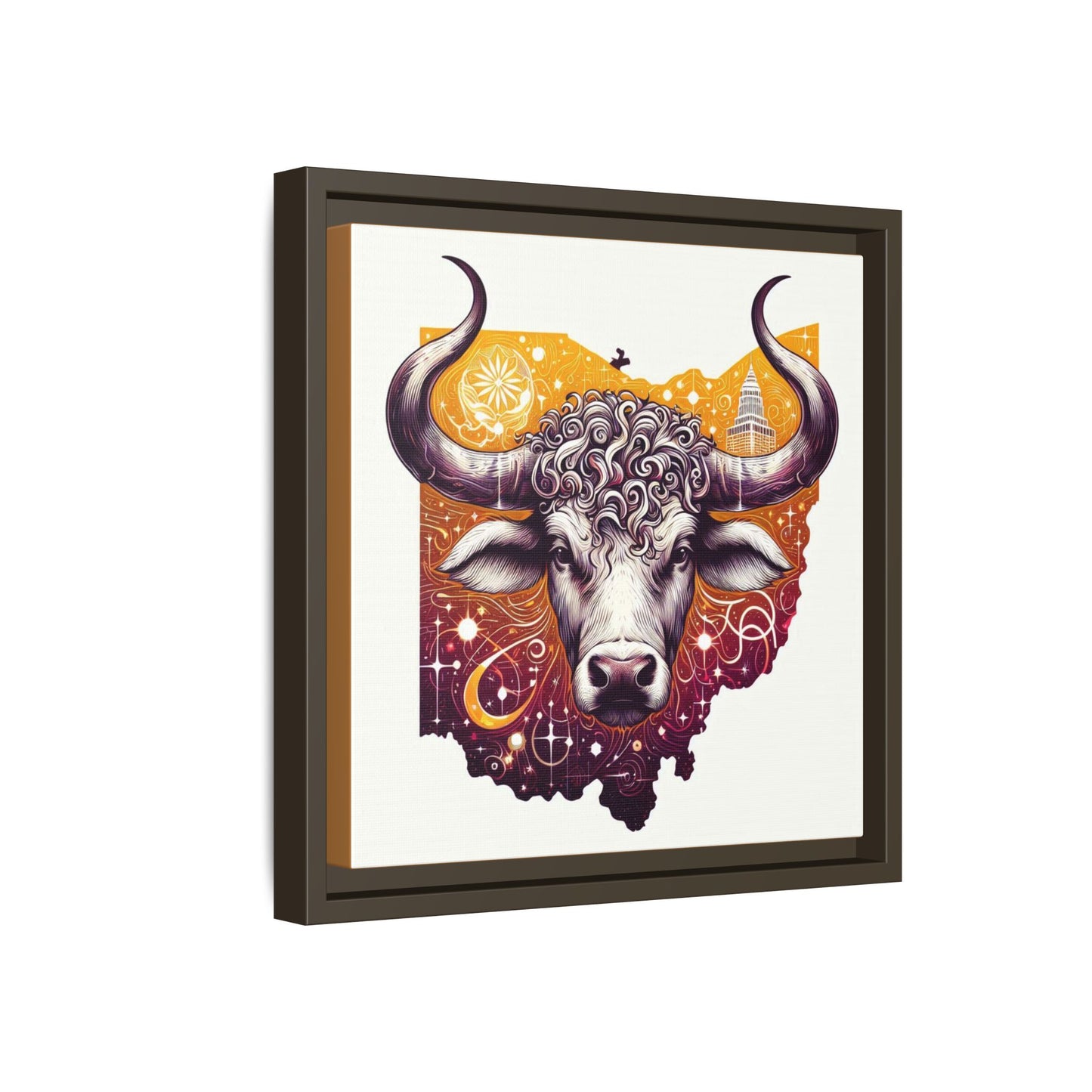 Ohio Bull Artwork - Multi-Color Framed Canvas Print