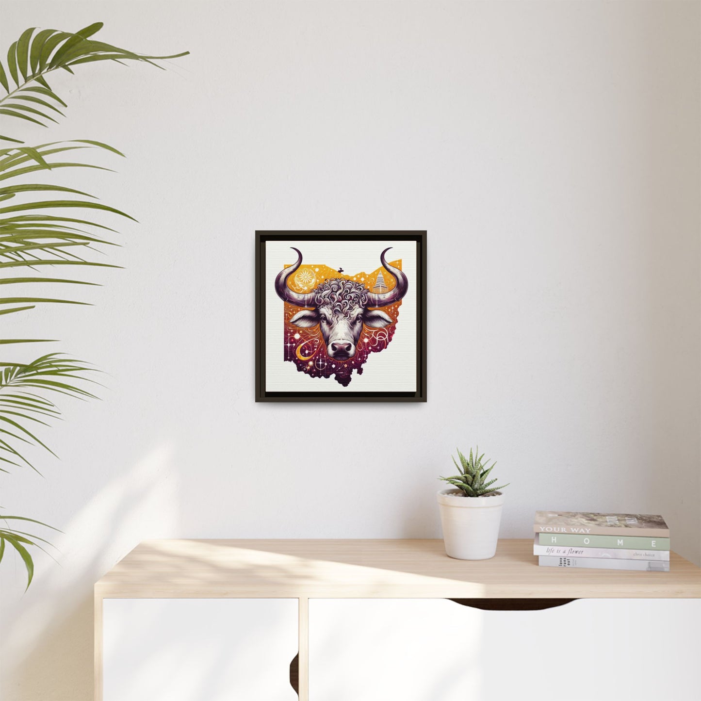 Ohio Bull Artwork - Multi-Color Framed Canvas Print
