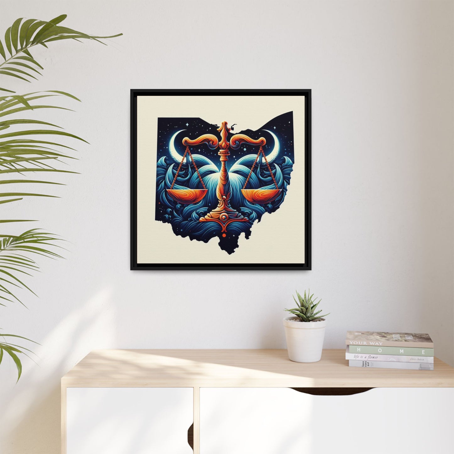 Framed Ohio Balance Artwork - Multi-Color Matte Canvas
