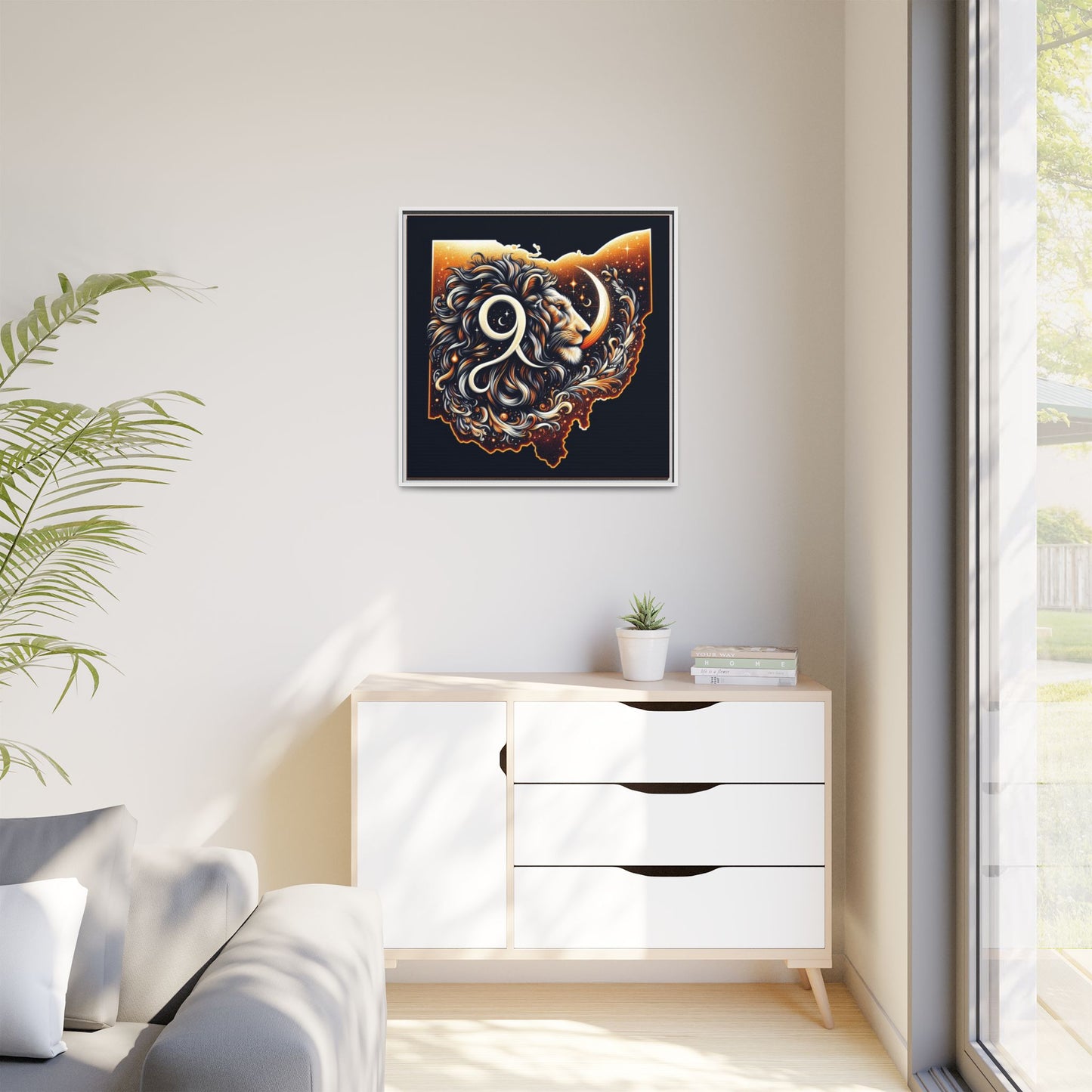 Ohio Leo Zodiac Print Matte Canvas, Framed (Multi-color)