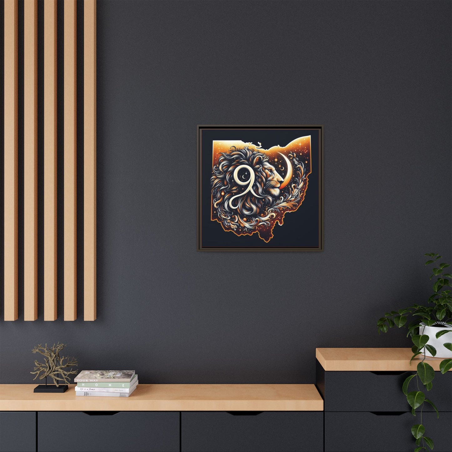 Ohio Leo Zodiac Print Matte Canvas, Framed (Multi-color)