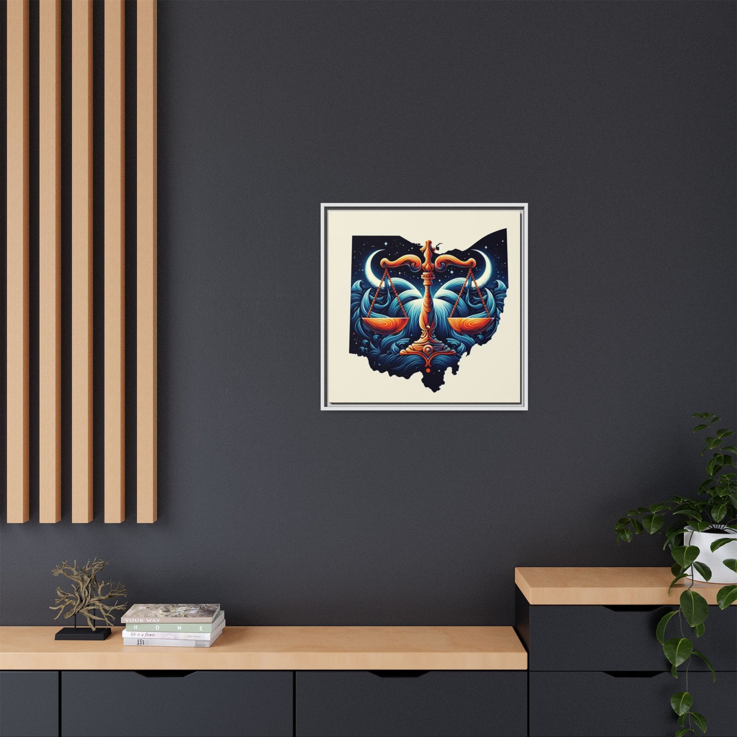 Framed Ohio Balance Artwork - Multi-Color Matte Canvas
