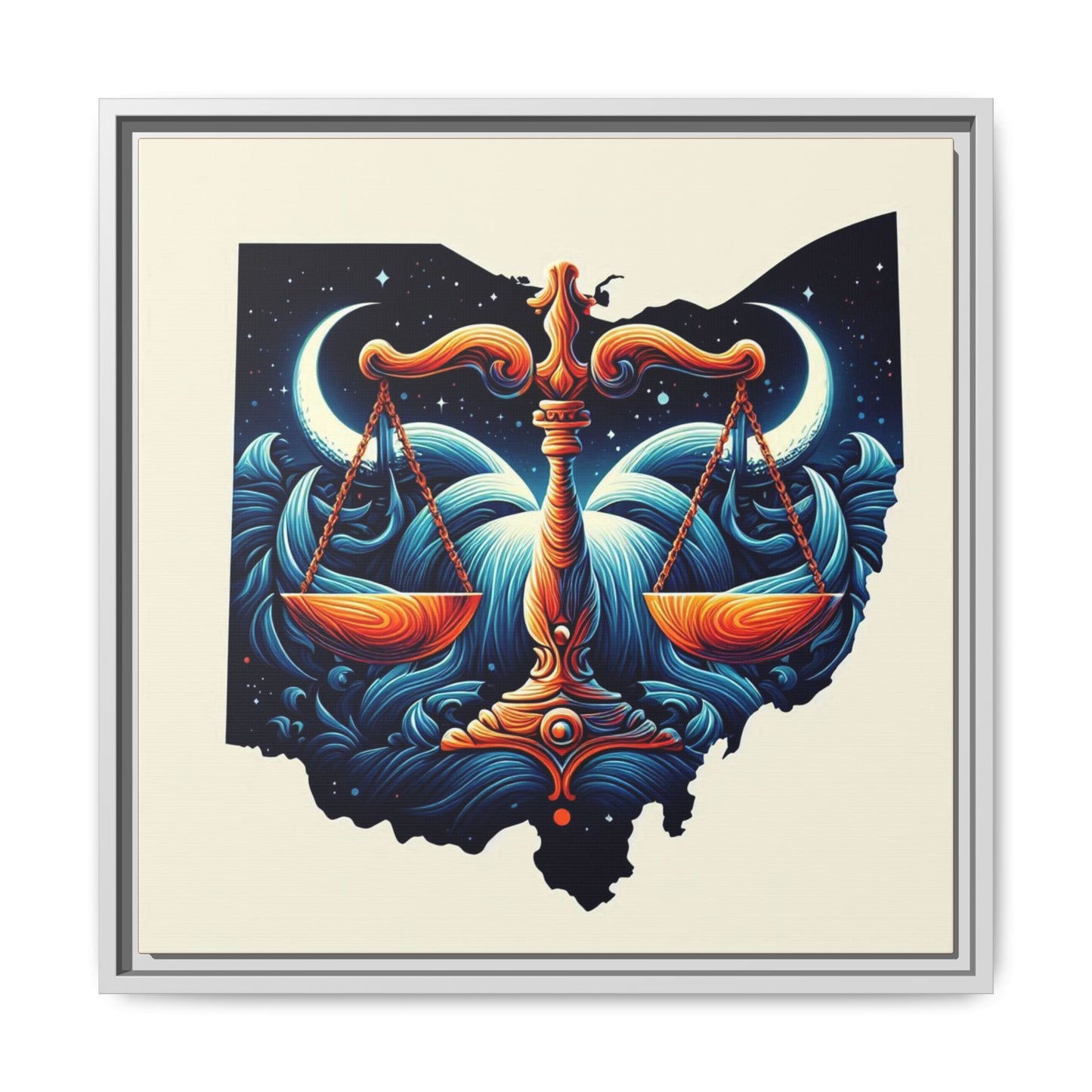 Framed Ohio Balance Artwork - Multi-Color Matte Canvas