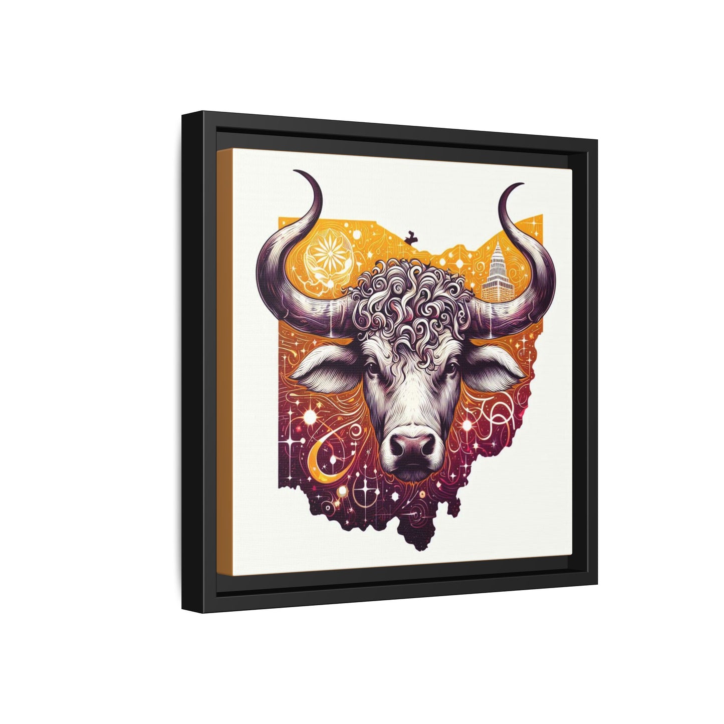 Ohio Bull Artwork - Multi-Color Framed Canvas Print