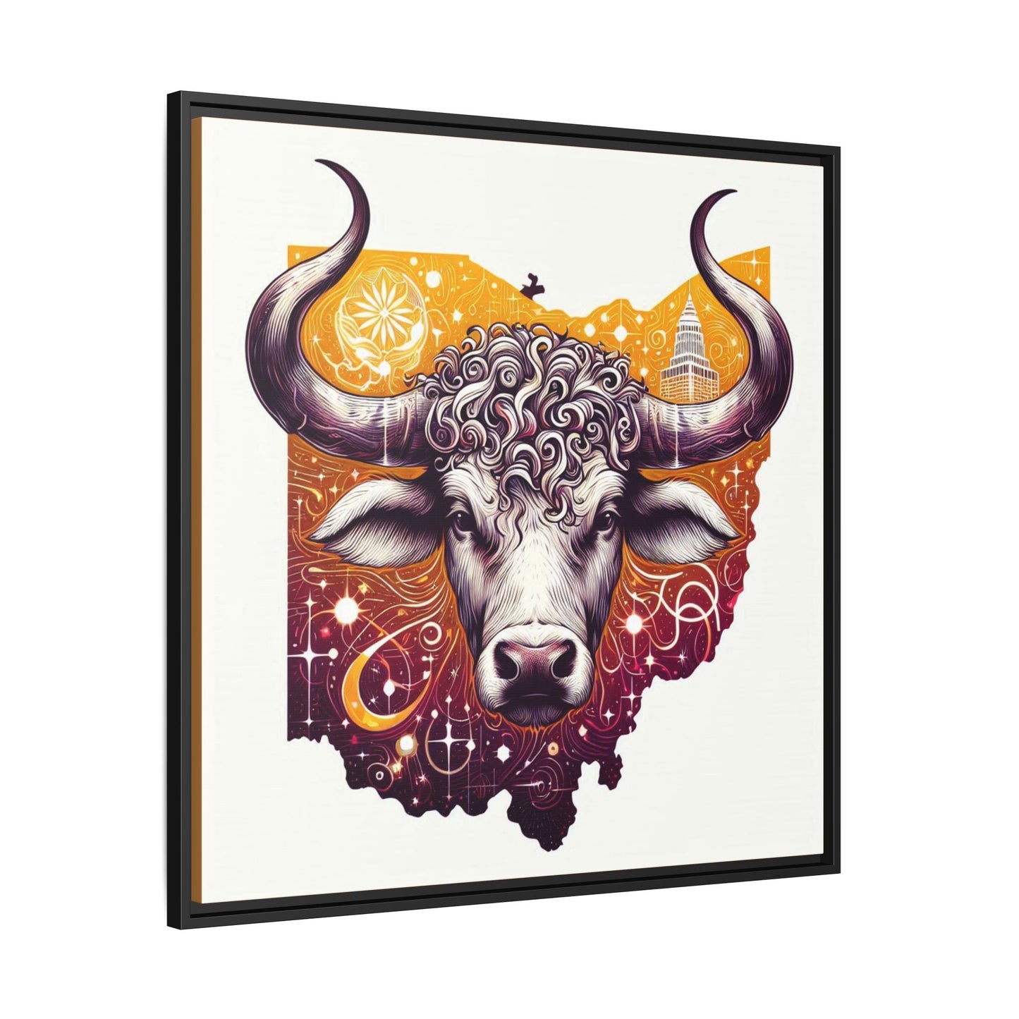 Ohio Bull Artwork - Multi-Color Framed Canvas Print
