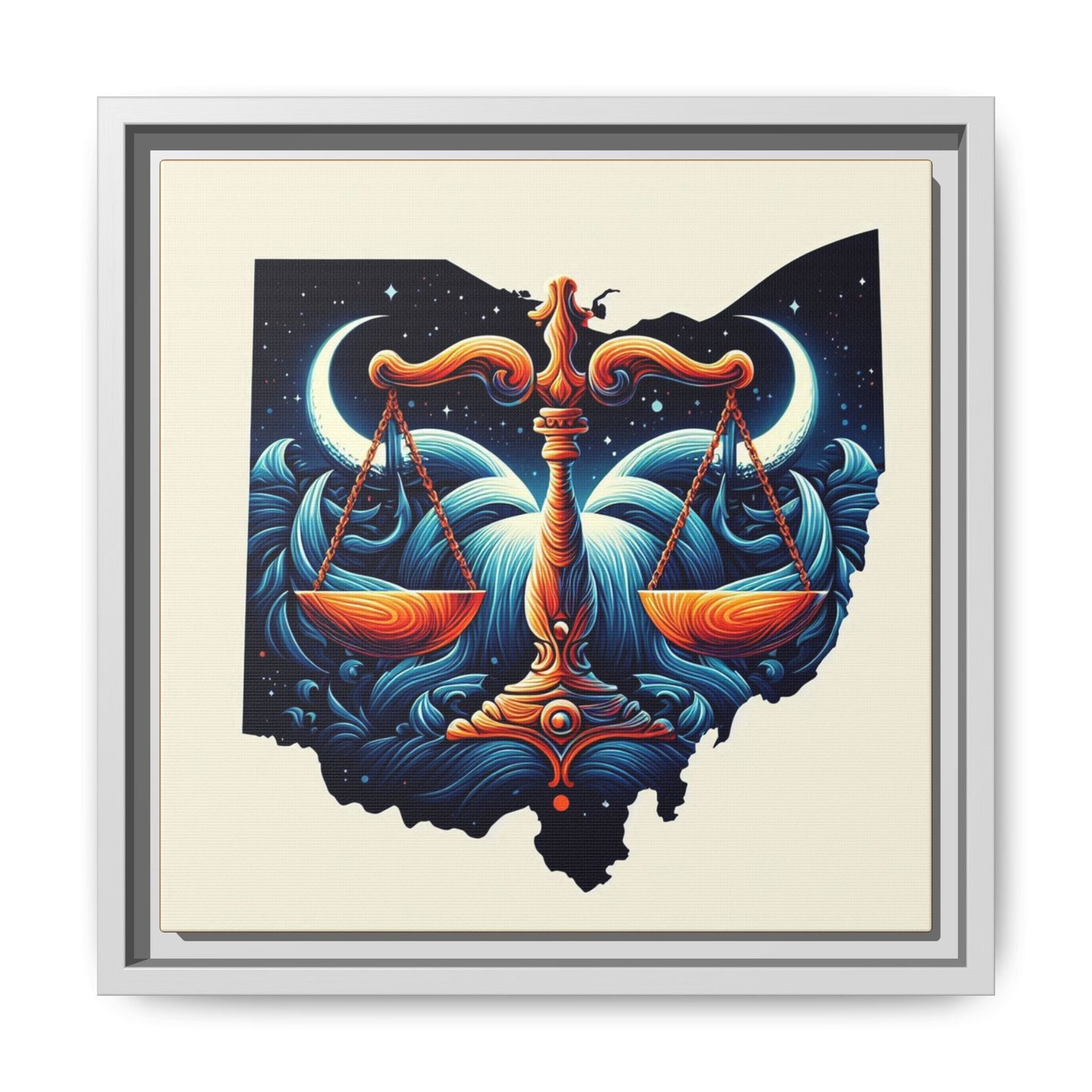 Framed Ohio Balance Artwork - Multi-Color Matte Canvas