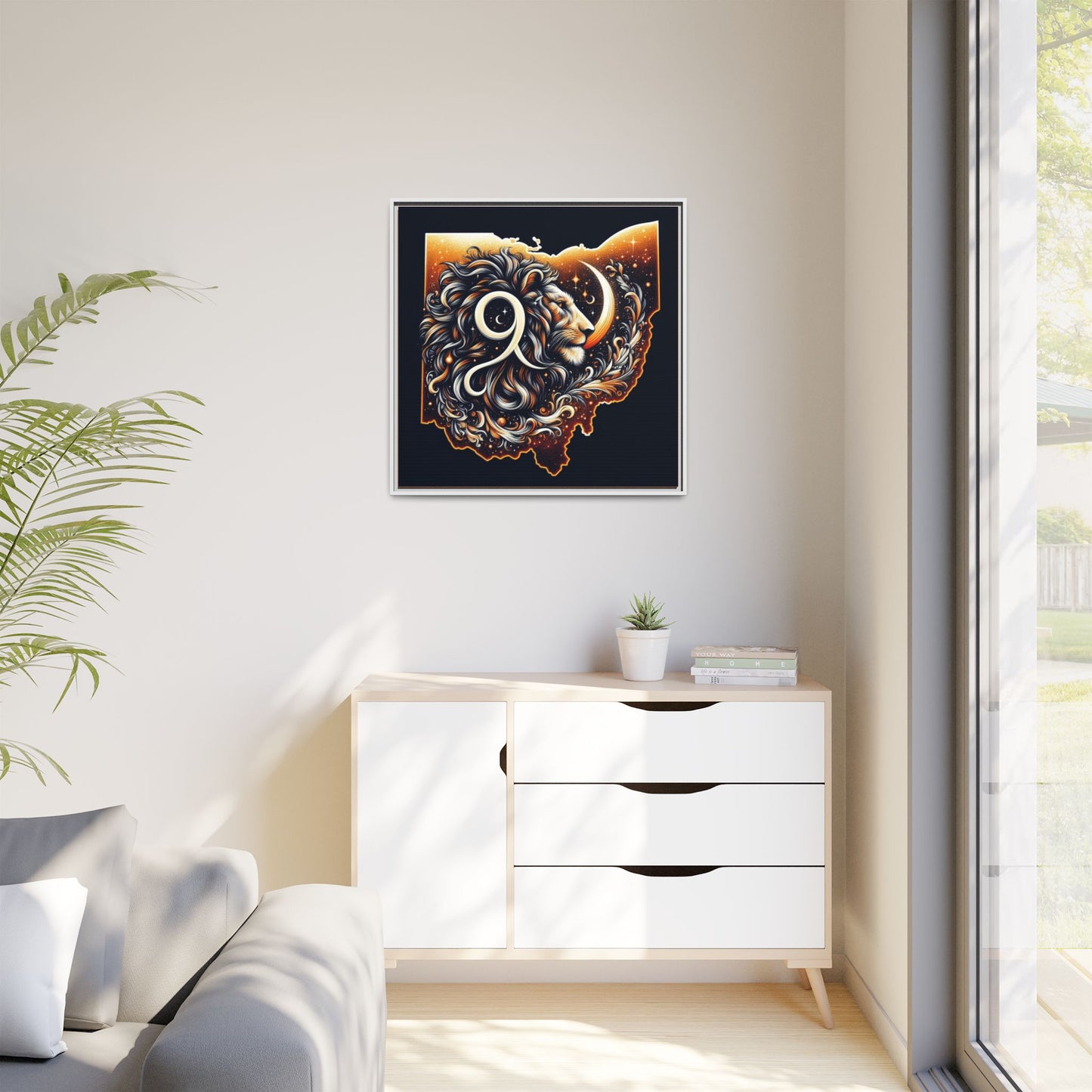 Ohio Leo Zodiac Print Matte Canvas, Framed (Multi-color)