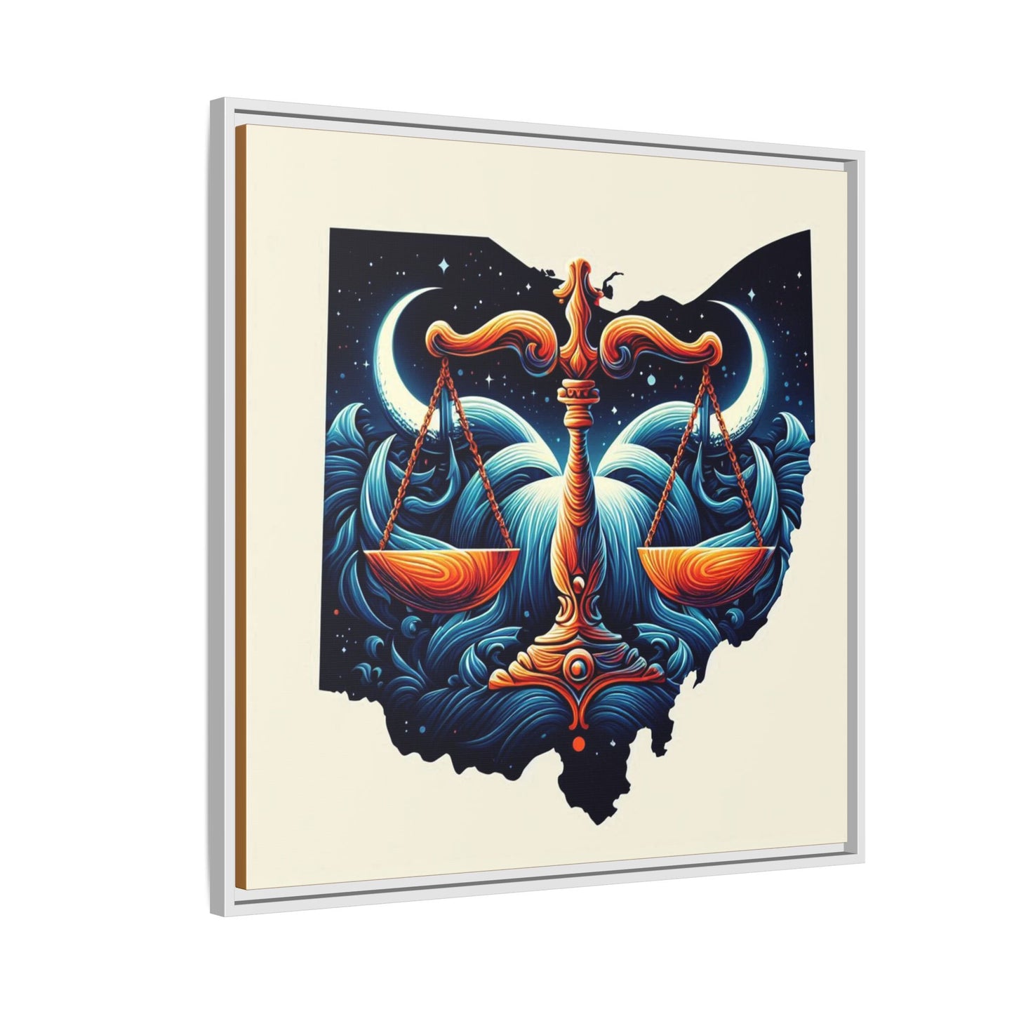 Framed Ohio Balance Artwork - Multi-Color Matte Canvas