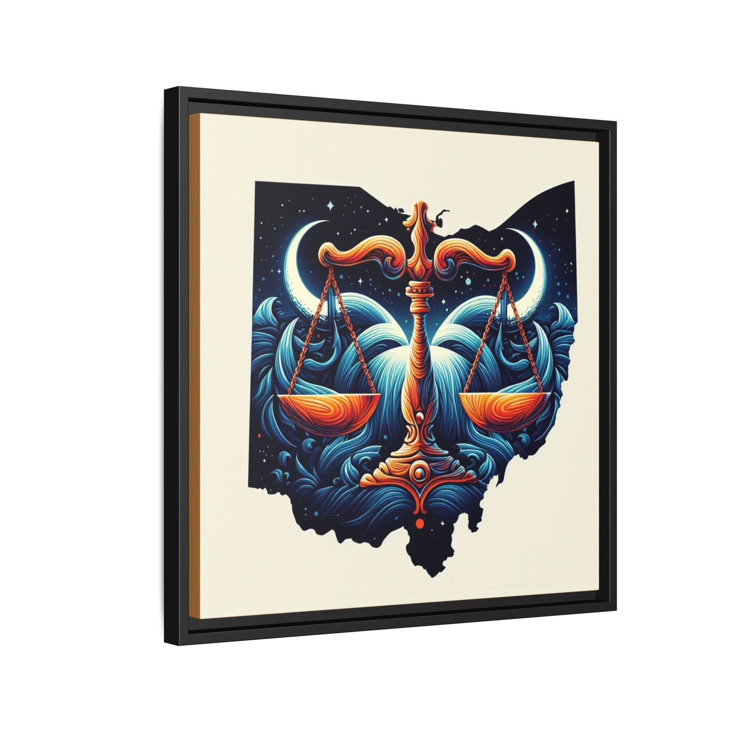 Framed Ohio Balance Artwork - Multi-Color Matte Canvas