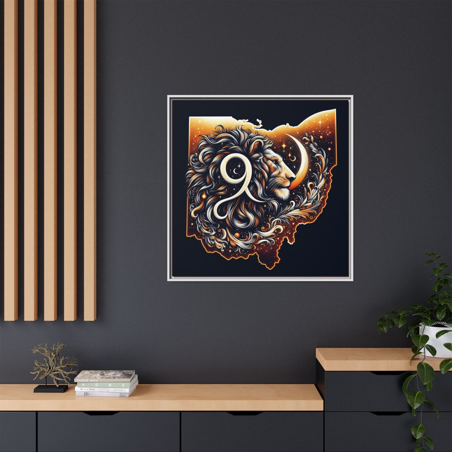 Ohio Leo Zodiac Print Matte Canvas, Framed (Multi-color)