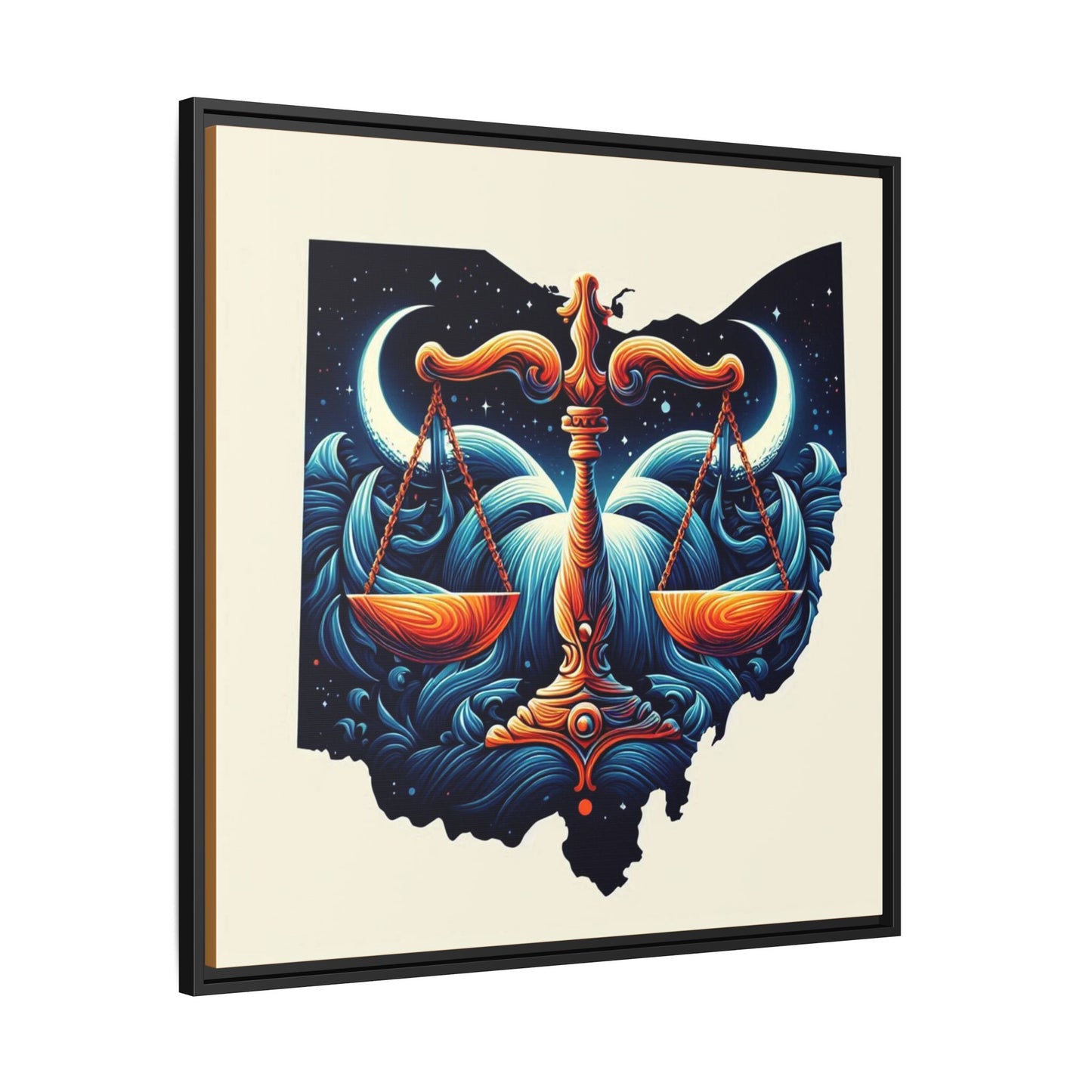 Framed Ohio Balance Artwork - Multi-Color Matte Canvas