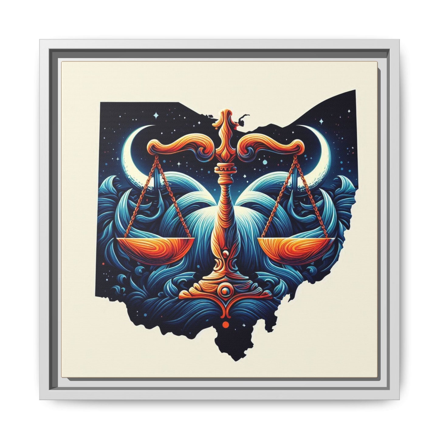 Framed Ohio Balance Artwork - Multi-Color Matte Canvas