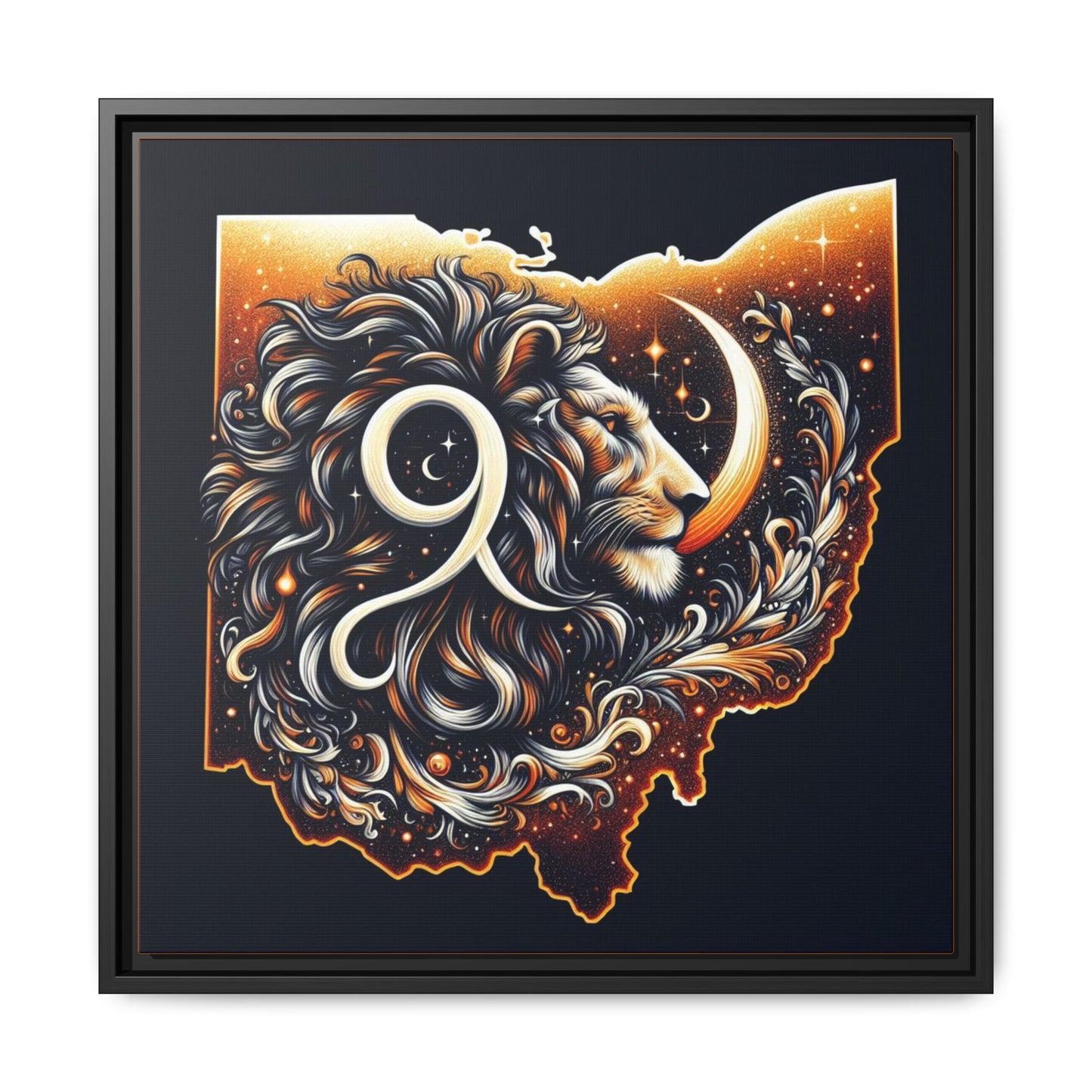 Ohio Leo Zodiac Print Matte Canvas, Framed (Multi-color)