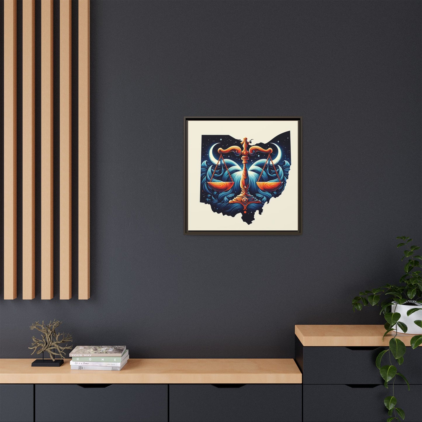 Framed Ohio Balance Artwork - Multi-Color Matte Canvas
