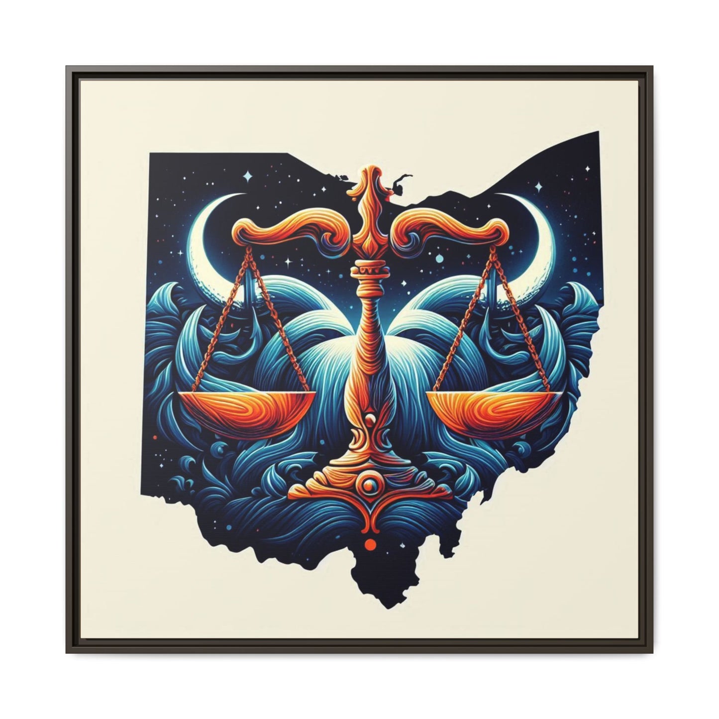 Framed Ohio Balance Artwork - Multi-Color Matte Canvas
