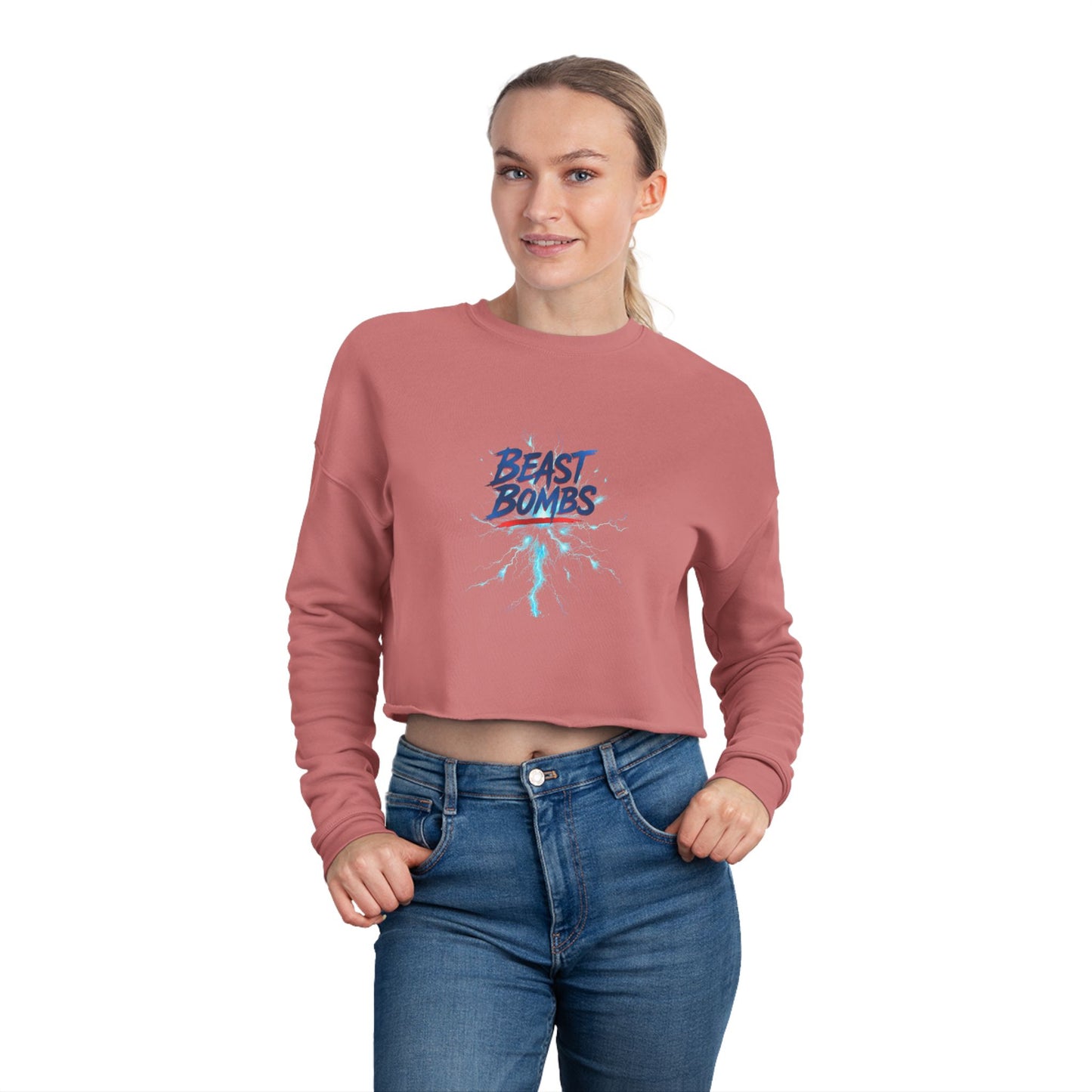 Beast Bombs Women's Cropped Sweatshirt, Casual Streetwear, Workout Fashion, Gear for Her, Fall/Winter Style, Cozy Lounge Wear