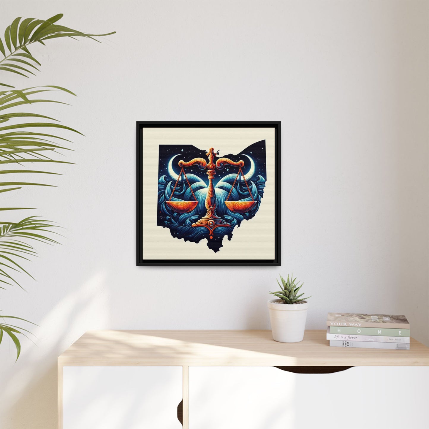 Framed Ohio Balance Artwork - Multi-Color Matte Canvas