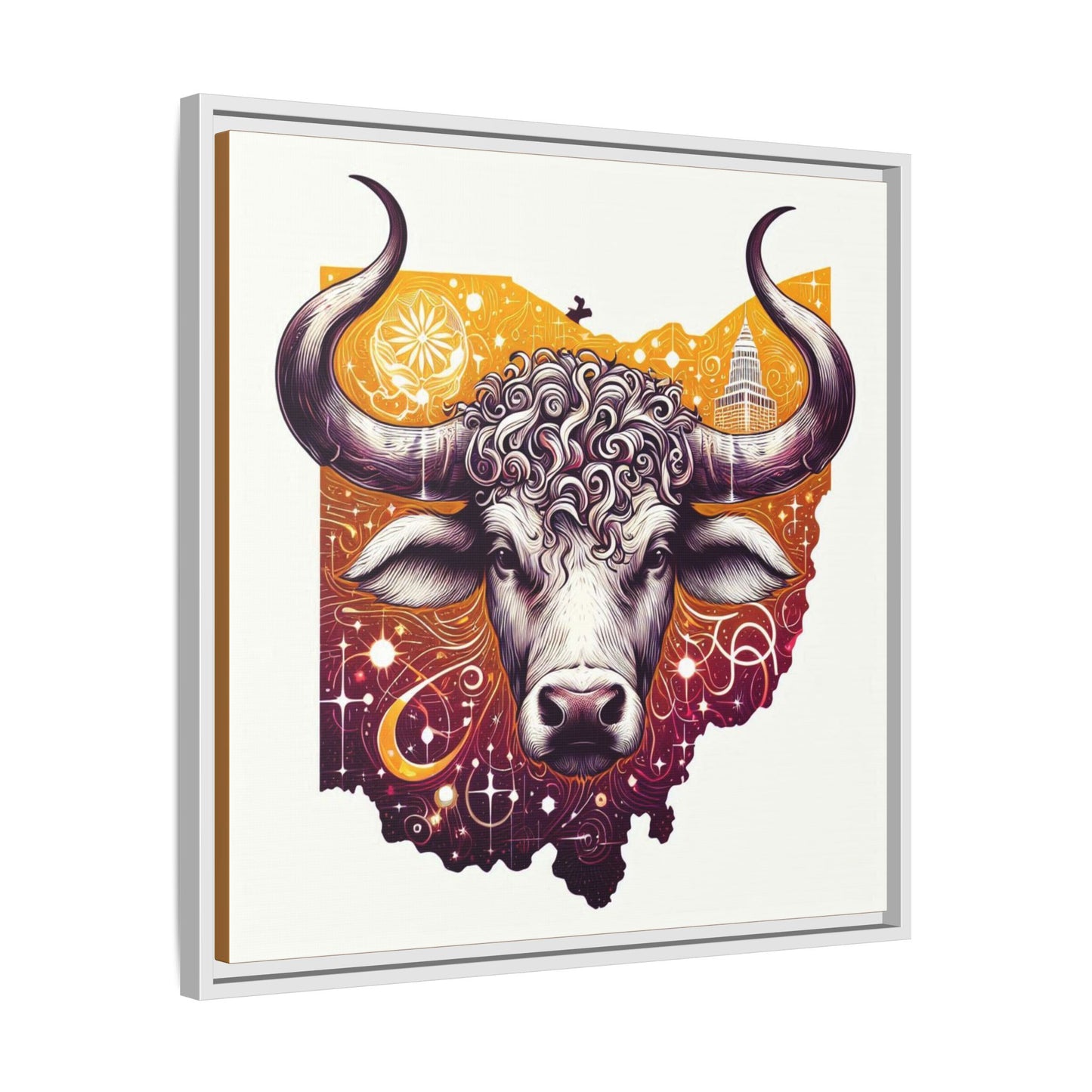Ohio Bull Artwork - Multi-Color Framed Canvas Print