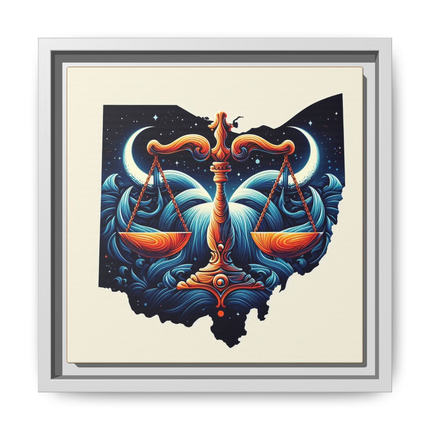 Framed Ohio Balance Artwork - Multi-Color Matte Canvas