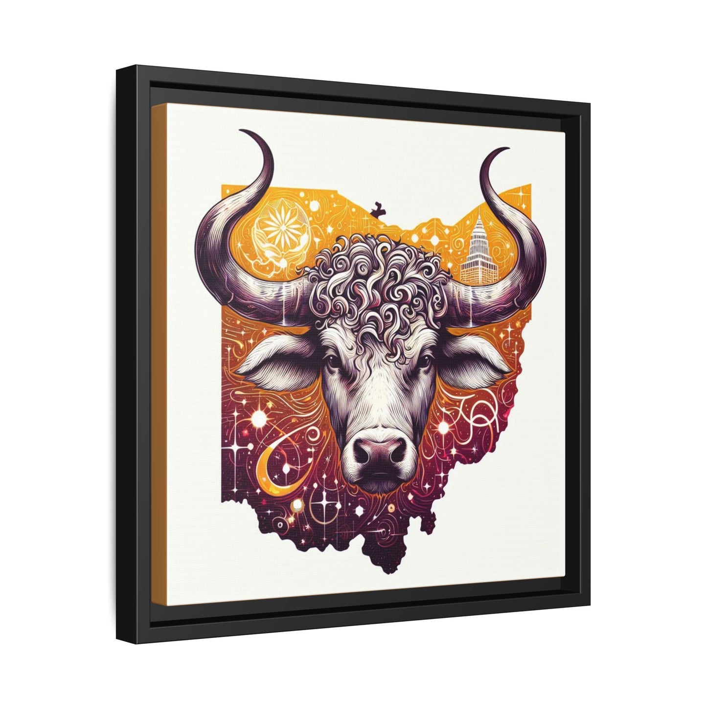 Ohio Bull Artwork - Multi-Color Framed Canvas Print