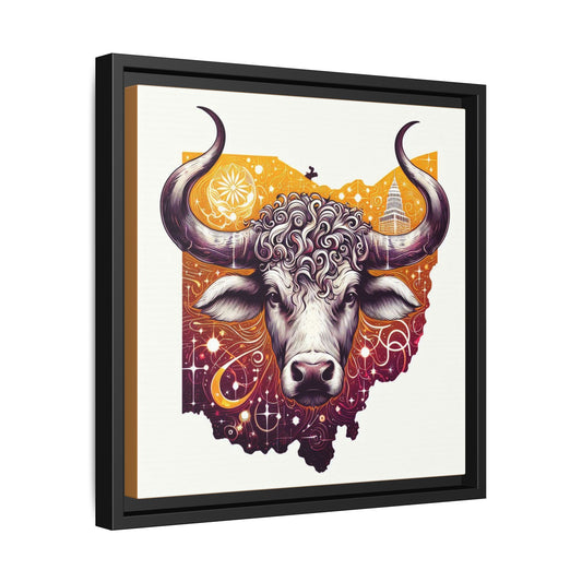 Ohio Bull Artwork - Multi-Color Framed Canvas Print