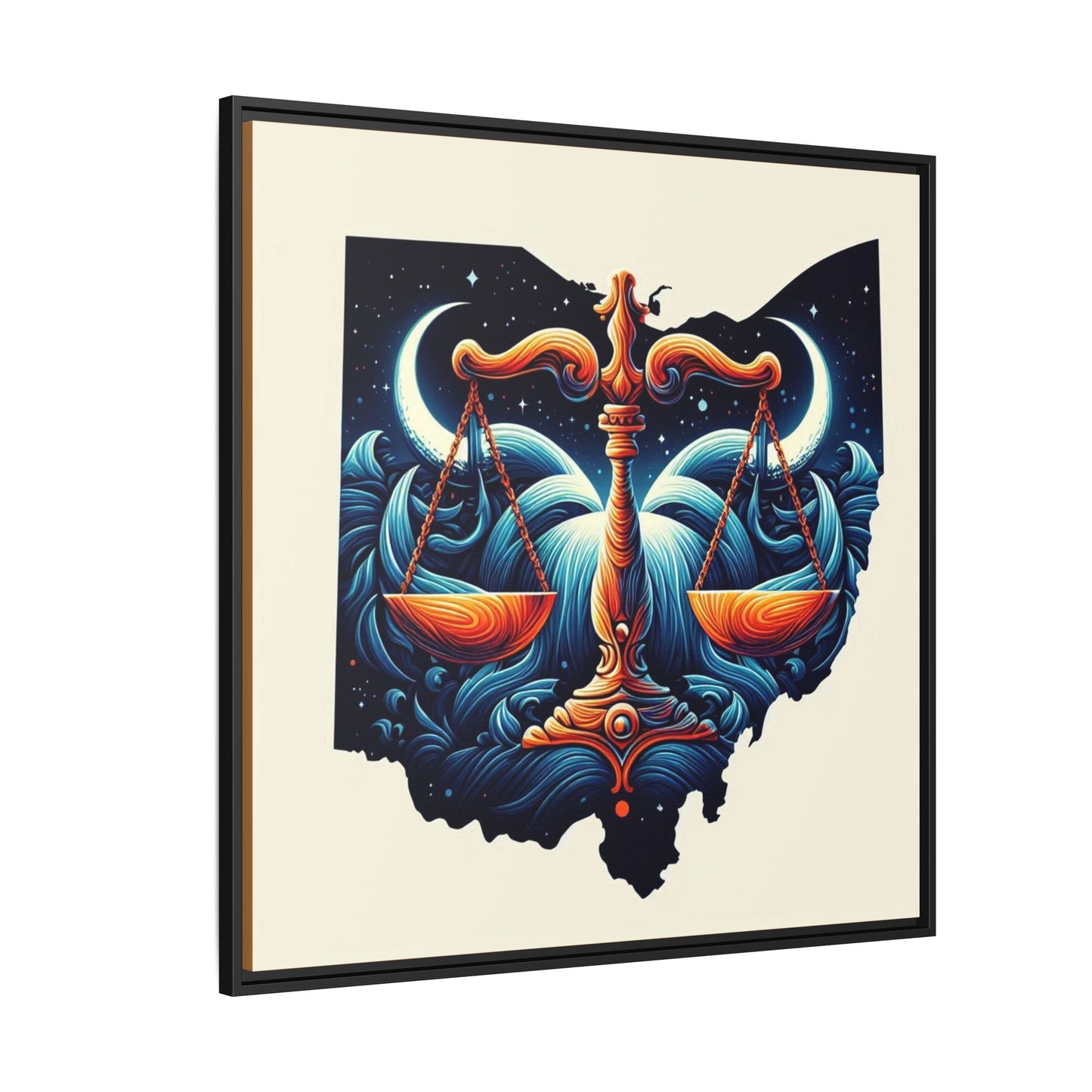 Framed Ohio Balance Artwork - Multi-Color Matte Canvas