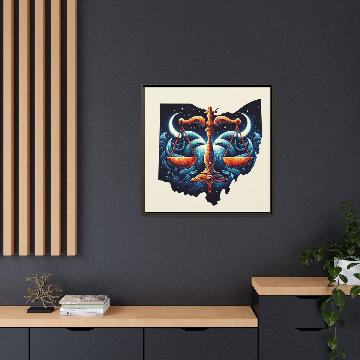 Framed Ohio Balance Artwork - Multi-Color Matte Canvas