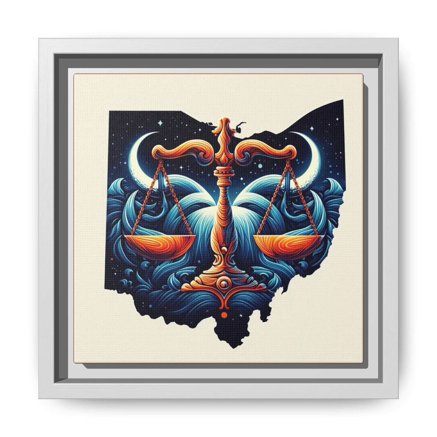Framed Ohio Balance Artwork - Multi-Color Matte Canvas