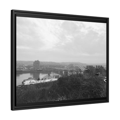 Queen City Bridges Winter Matte Canvas (Framed)