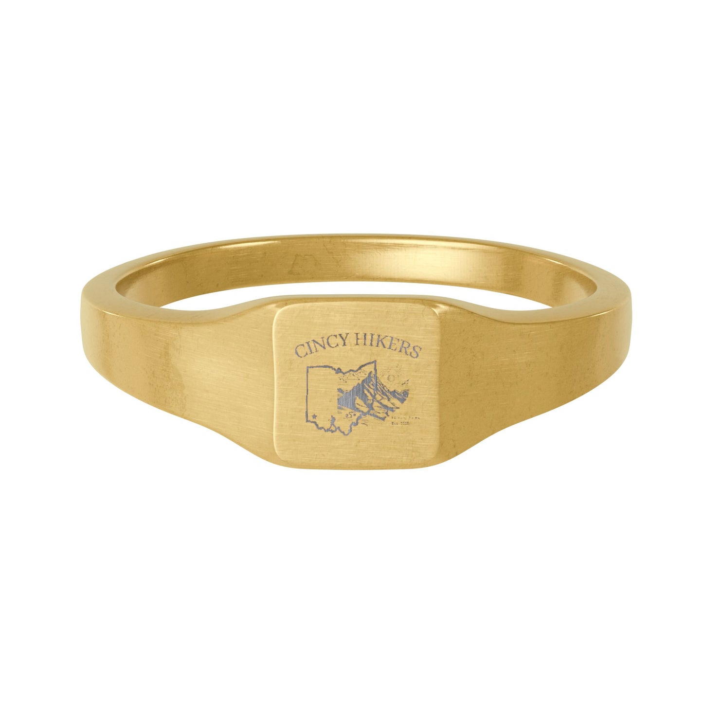 Gold Stainless Steel Square Signet Ring — Engraved Customizable Men’s Statement Ring