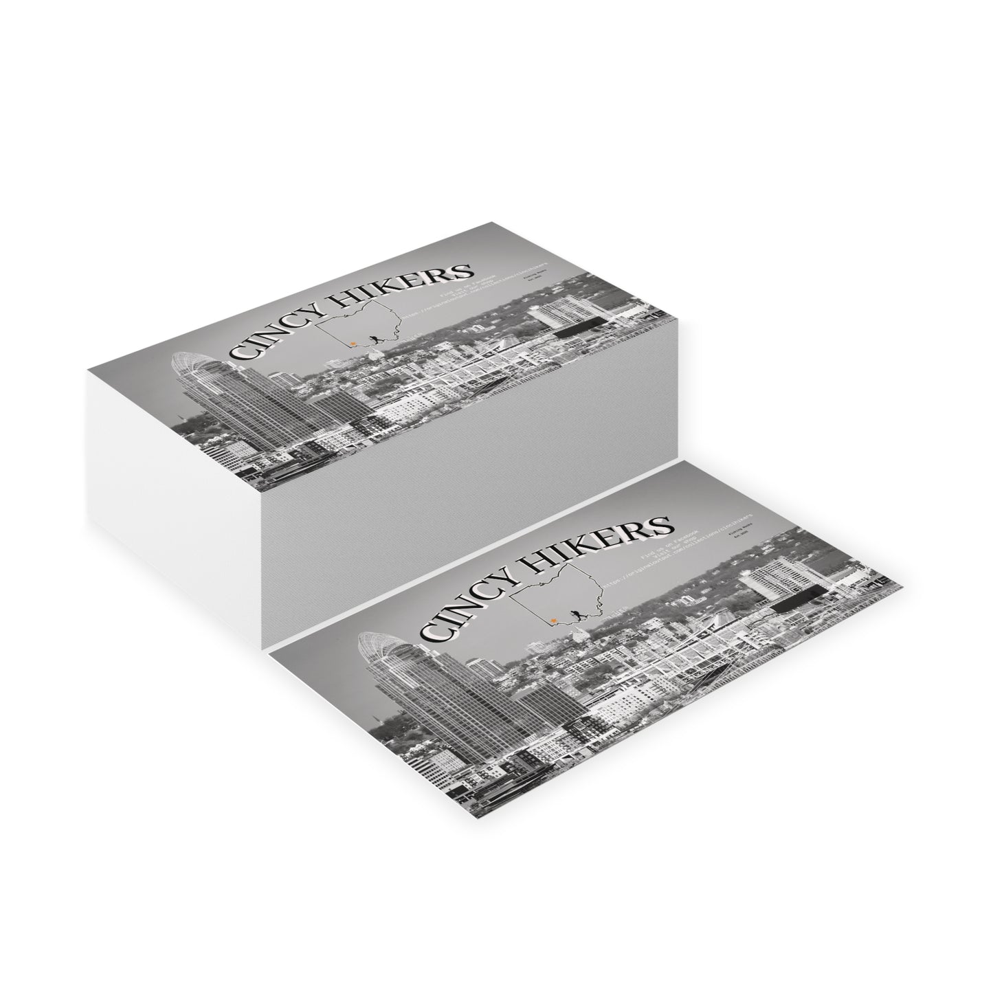 Cincy Hikers Business Cards – Cincinnati Skyline Black & White Networking Cards
