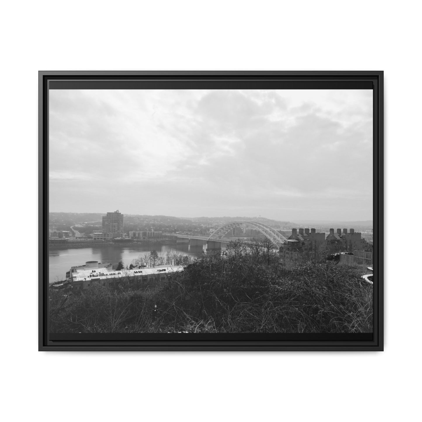 Queen City Bridges Winter Matte Canvas (Framed)