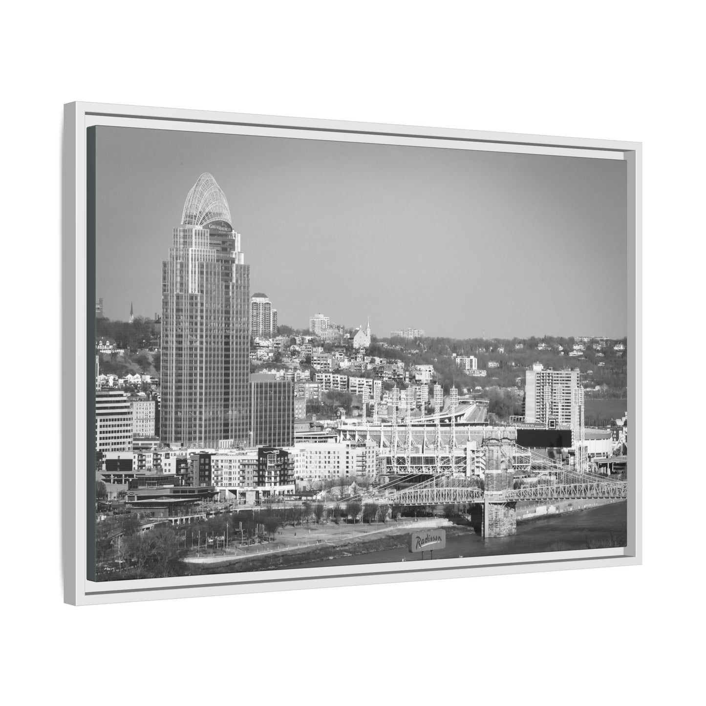 Cincy in the Fall Wall Art — Black & White Cityscape Print
